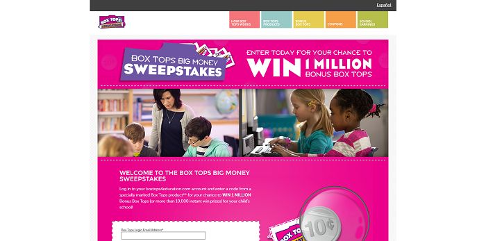 BTFE.com/BigMoney - Box Tops For Education Big Money Sweepstakes