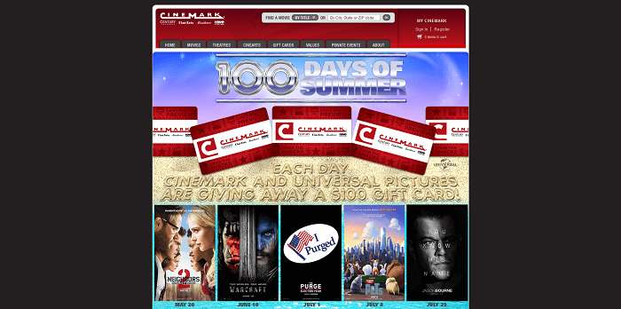 Cinemark 100 Days of Summer Sweepstakes 2016