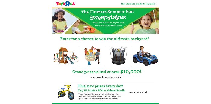 PlayOutsideSweeps.com - Toys R Us Ultimate Summer Fun Sweepstakes