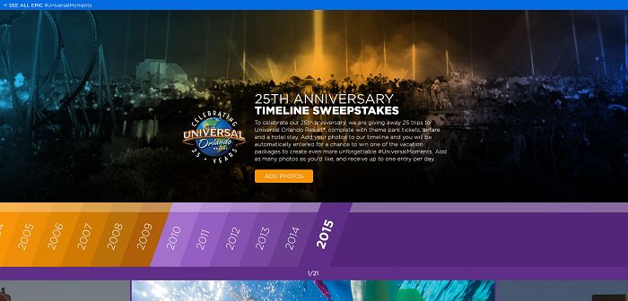 Universal Orlando 25th Anniversary Timeline Sweepstakes