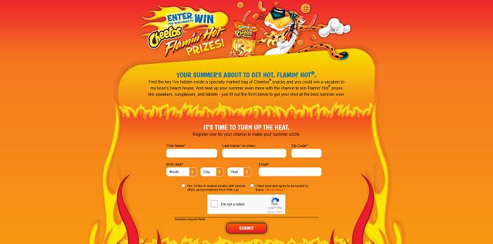 Chester's Flamin' Hot Summer Promotion (Summer.Cheetos.com)