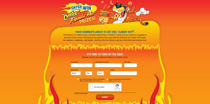 Chester's Flamin' Hot Summer Promotion (Summer.Cheetos.com)