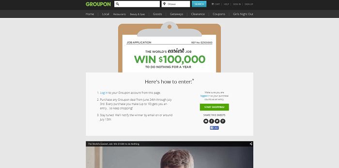 Groupon's World’s Easiest Job Sweepstakes