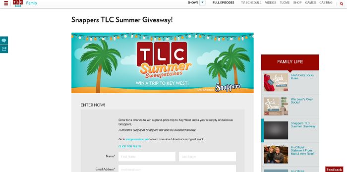 TLC.com/Snappers - TLC Summer Sweepstakes