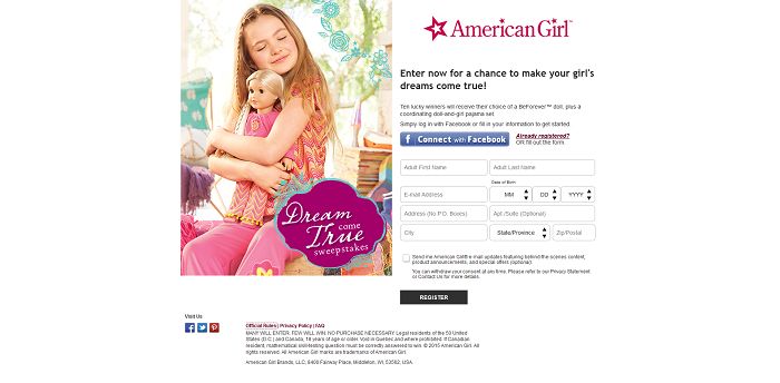 AmericanGirl.com/DreamSweeps - American Girl Dream Come True Sweepstakes