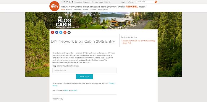 DIY Network Blog Cabin 2015 Sweepstakes