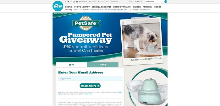 HGTV.com/PamperedPetGiveaway - HGTV PetSafe Brand Pampered Pet Giveaway