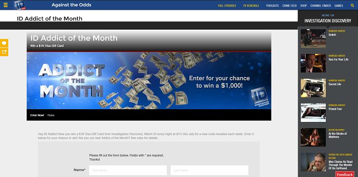 ID Addict Of The Month Sweepstakes