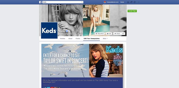 Keds 1989 World Tour Sweepstakes On Facebook