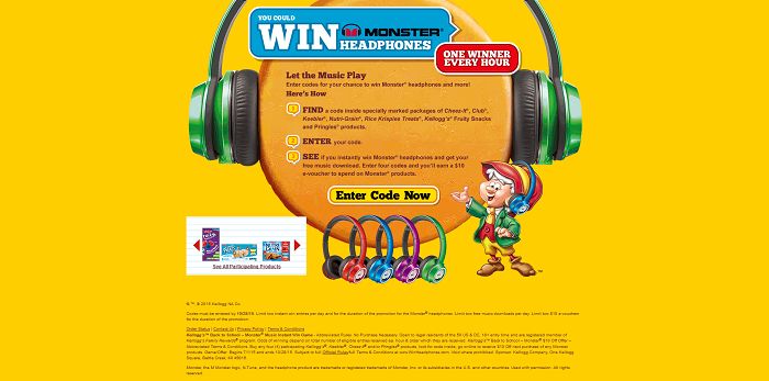 WinHeadphones.com - Kellogg's Back to School Monster Music Instant Win Game