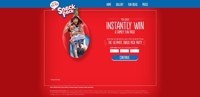 SnackPackAndWin.com - Snack Pack Have A Spoonful And Win Game