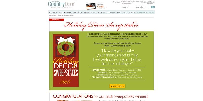 Country Door Holiday Décor Sweepstakes