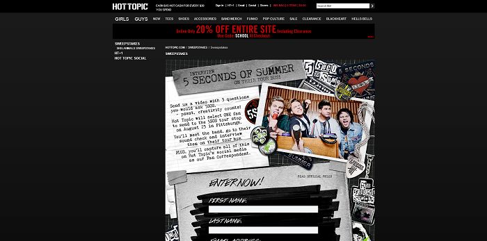 Hot Topic 5 Seconds of Summer Fan Contest (HotTopic.com/5SOSFanContest)