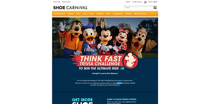 Shoe Carnival Think Fast Trivia Challenge Sweepstakes