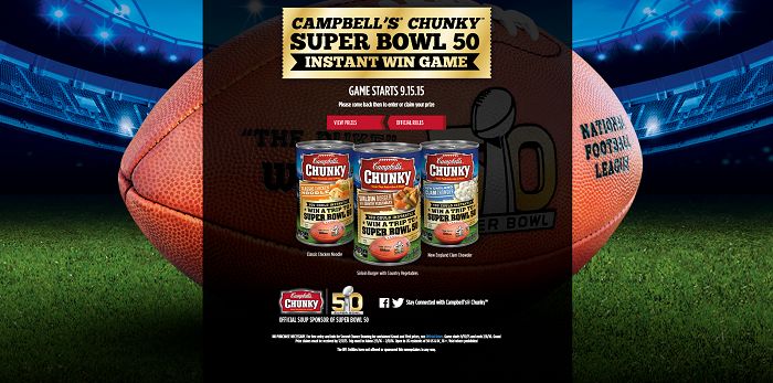 ChunkyInstantWinGame.com - Campbell's Chunky Super Bowl 50 Instant Win Game