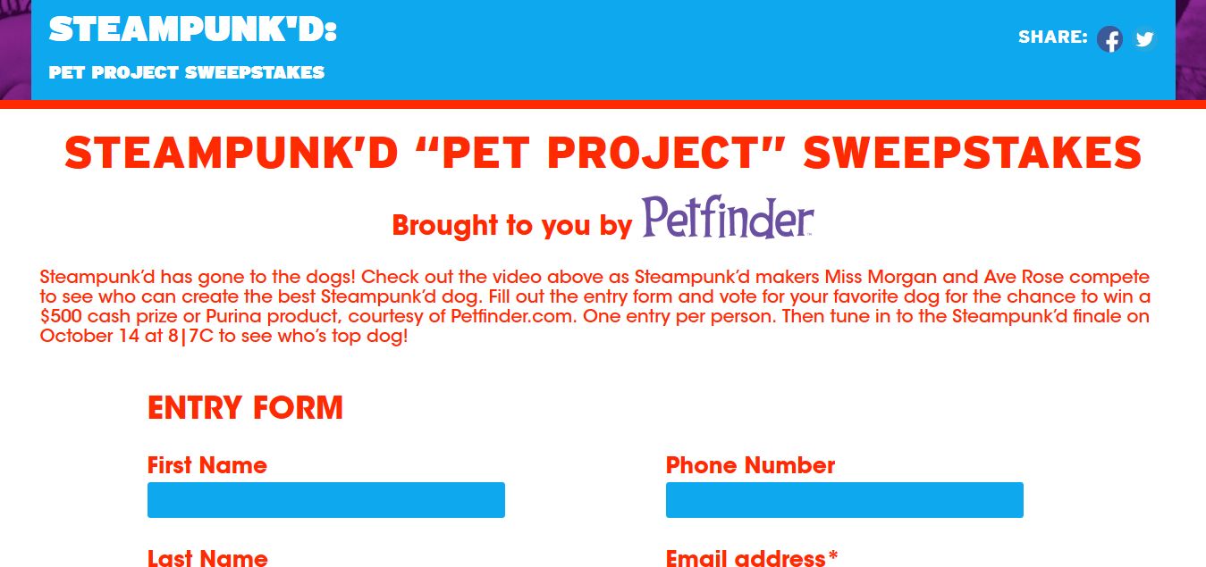 GSNtv.com/Sweeps - GSN Steampunk’d Pet Project Sweepstakes