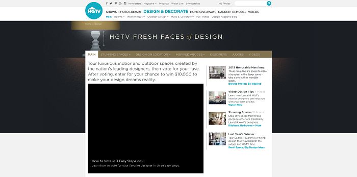 HGTV.com/FreshFaces - HGTV Fresh Face Of Design Awards Giveaway