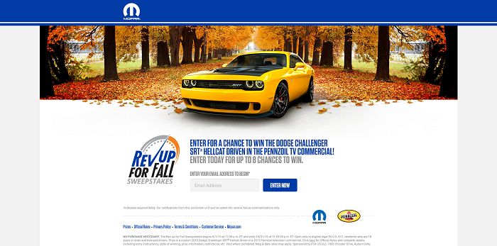 RevUpWithMopar.com - Mopar's Rev Up For Fall Sweepstakes