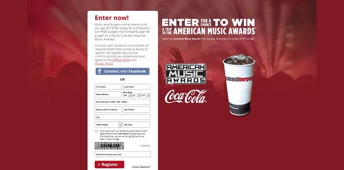 SmashburgerMusic.com - Smashburger And Coca-Cola AMA Sweepstakes