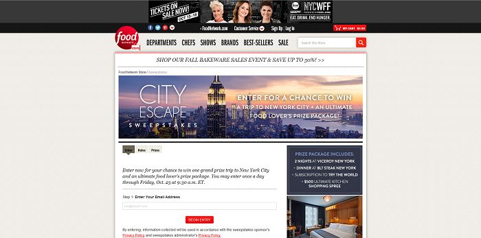 Food Network Store City Escape Sweepstakes