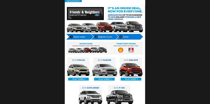 Ford 2015 Friends and Neighbors Sweepstakes
