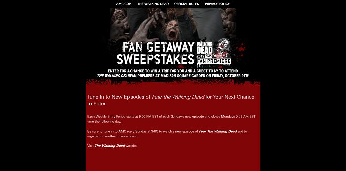 The Walking Dead - Fan Getaway Sweepstakes