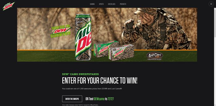 Mountain Dew DEWCAMO Sweepstakes