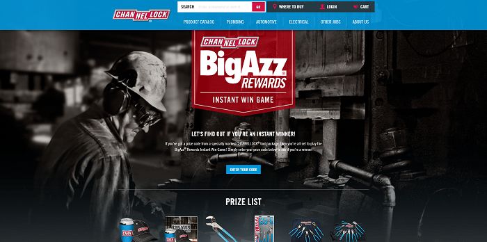 BigAzzRewards.com - Channellock BIGAZZ Rewards Instant Win Game And Sweepstakes