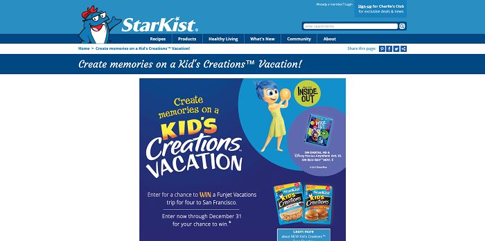 StarKist Kid's Creations Vacation Sweepstakes