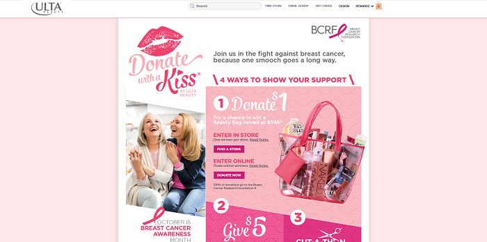 ULTA Beauty Donate With a Kiss Sweepstakes