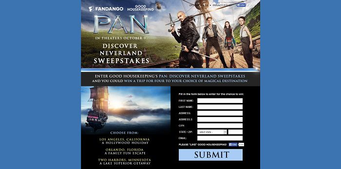 GoodHousekeeping.com/Pan - Good Housekeeping’s PAN Discover Neverland Sweepstakes