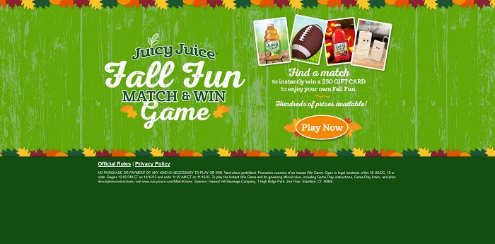 Juicy Juice Fall Fun Match And Win Game