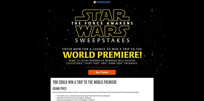 Fandango Star Wars: The Force Awakens Sweepstakes