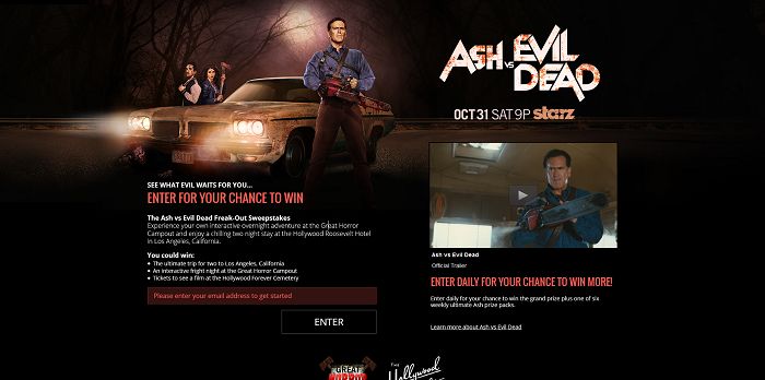 AshvsEvilDeadSweeps.com - Starz's Ash vs Evil Dead Freak-Out Sweepstakes