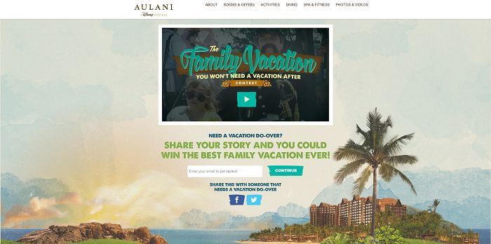Aulani Family Vacation You Won't Need a Vacation After Contest (AulaniVacationContest.com)