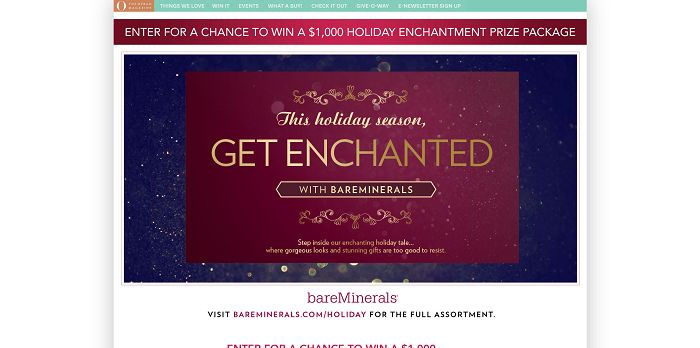 O, The Oprah Magazine's Holiday Enchantment Sweepstakes