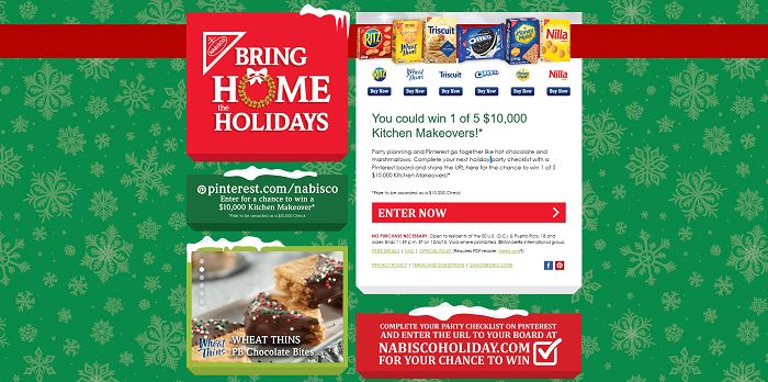 NabiscoHoliday.com - Nabisco 2015 Bring Home The Holidays Sweepstakes