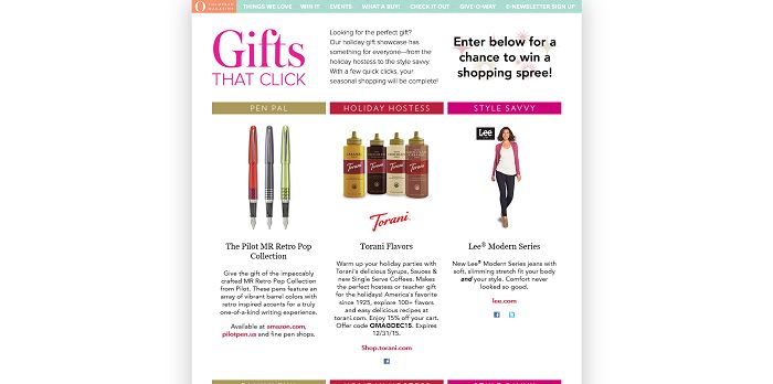 O, The Oprah Magazine's Gifts That Click Sweepstakes