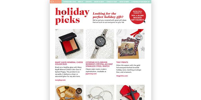 O, The Oprah Magazine's Holiday Picks 2015 Sweepstakes