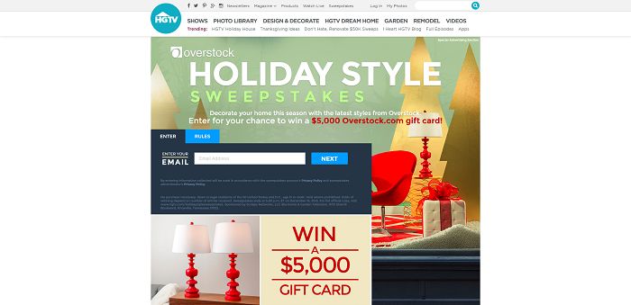 HGTV.com/HolidayStyleSweepstakes - HGTV And Overstock.com's Holiday Style Sweepstakes