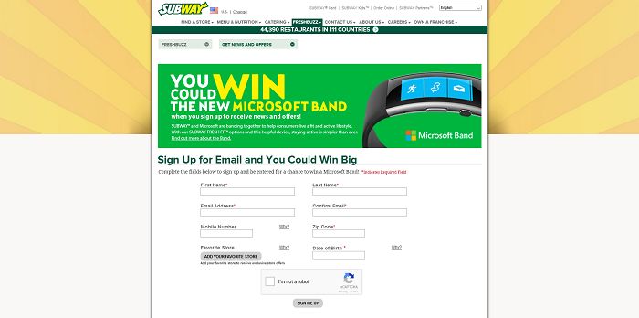 SUBWAY November Freshbuzz Sweepstakes