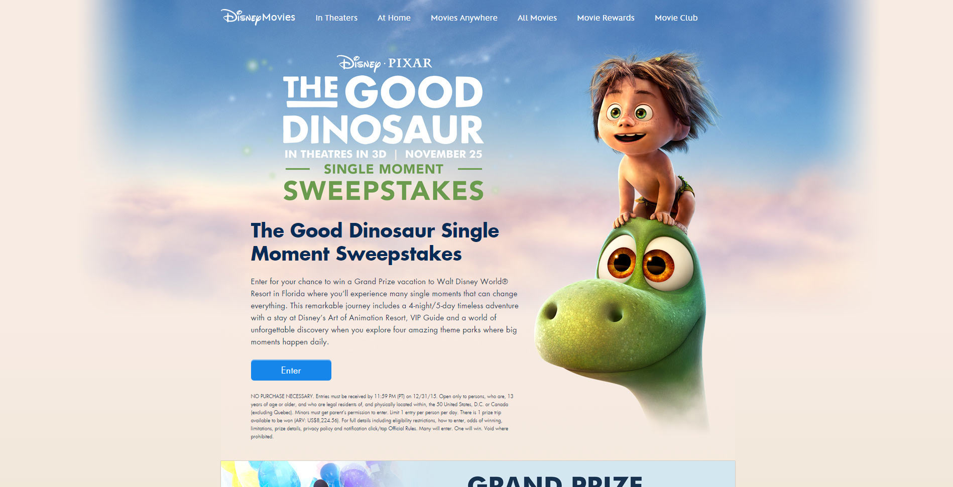 Disney.com/GoodDinoSweeps - Disney-Pixar's The Good Dinosaur Single Moment Sweepstakes