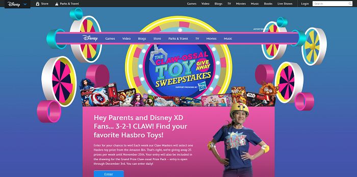 Disney.com/Claw - Hasbro And Disney's CLAW-OSSAL Toy Giveaway Sweepstakes