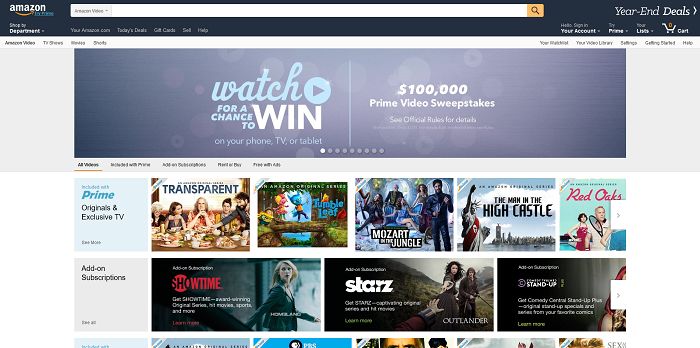 Amazon Prime Video $100,000 Sweepstakes