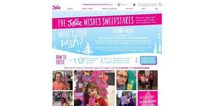 ShopJustice.com Justice Wishes Sweepstakes