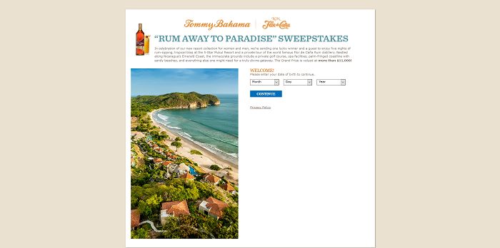 Tommy Bahama Rum Away to Paradise Sweepstakes