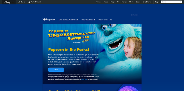 Disney.com/PopSweeps - Disney Pop Into An Unforgettable Moment Sweepstakes