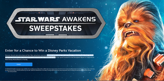 Disney Parks Star Wars Awakens Sweepstakes