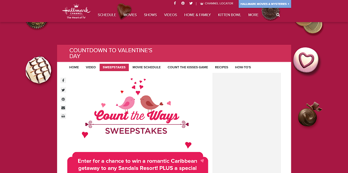 Hallmark Channel's Count the Ways Sweepstakes