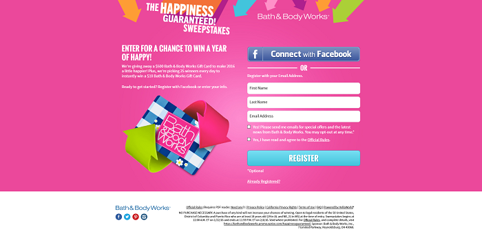 Bath & Body Works Happiness Guaranteed Sweepstakes